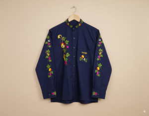 AzulC Camisa en Popelina Azul Marino